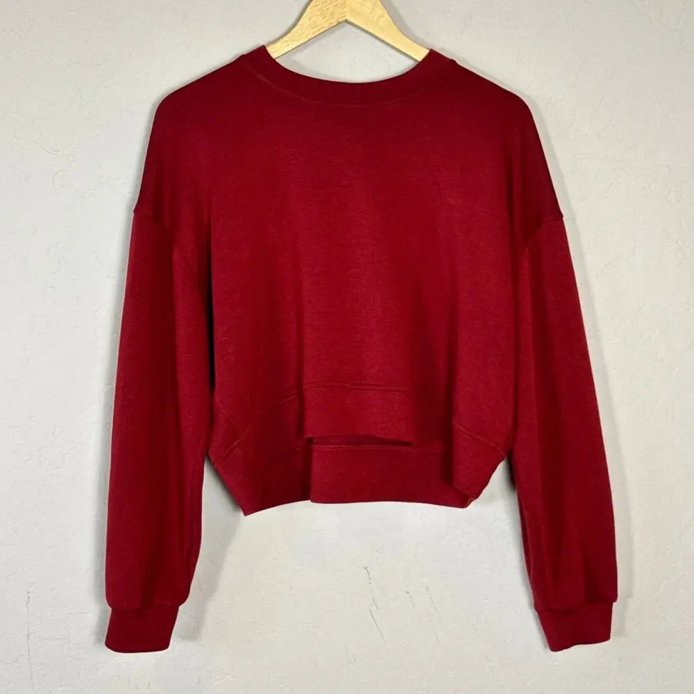Lululemon Softstreme Perfectly Oversized Cropped Crewneck Pullover Size 6 Red